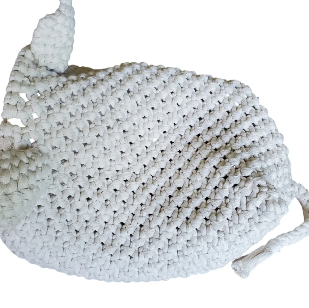 Handmade Macrame Small Cat or Dog Bed, Cotton and Metal, Animal Shaped, 10x17
